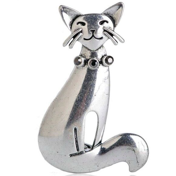 🩶 NEW Blucome retro silver kitty cat brooch 🩶 - Picture 5 of 5